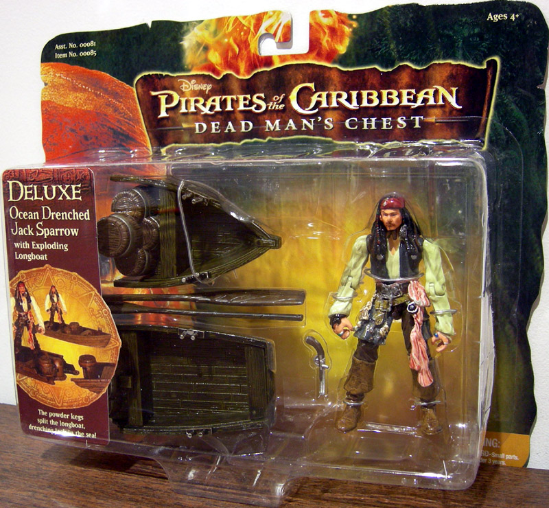 Ocean Drenched Jack Sparrow exploding longboat 3 1-2 inch action figure