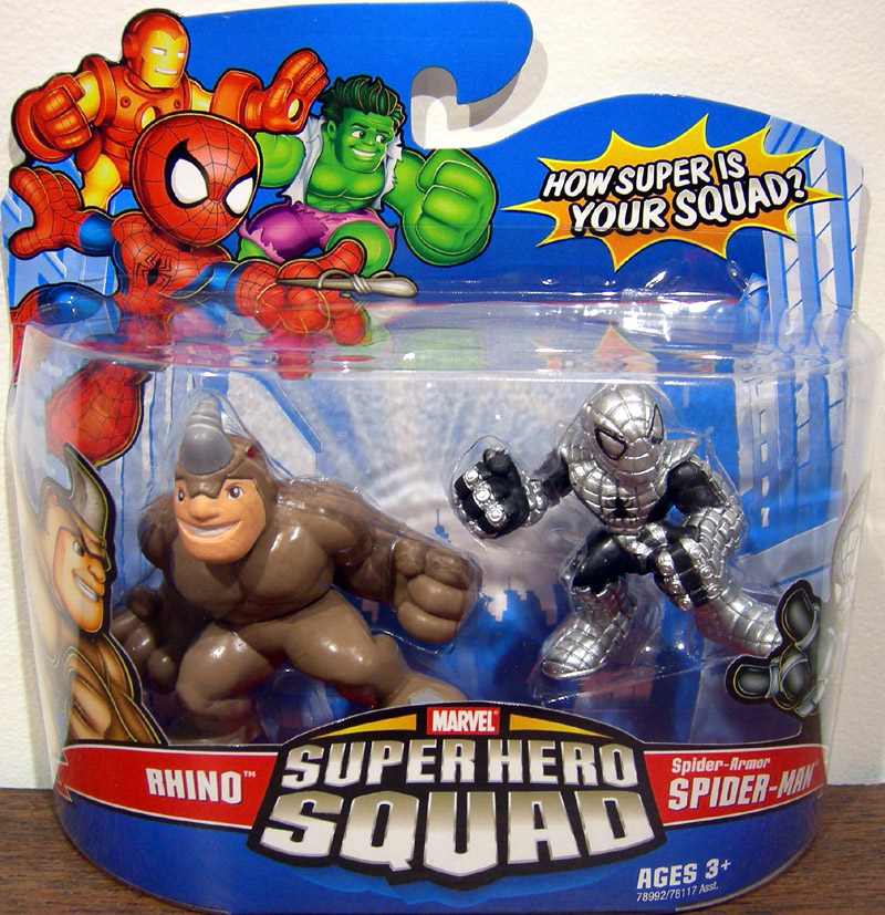 SUPER HERO SQUAD 2008 RHINO & SPIDER-ARMOR SPIDER-MAN SET 