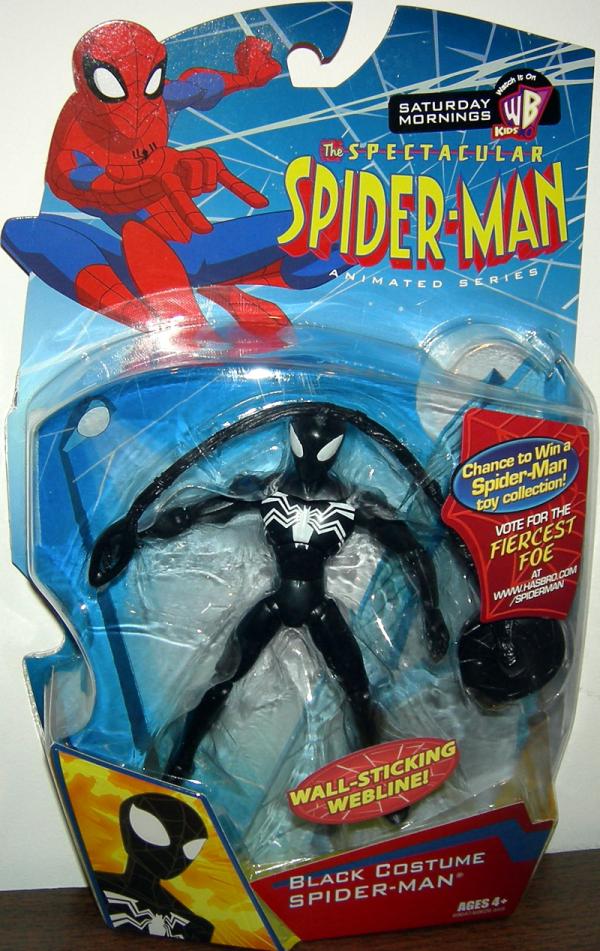 Black Costume Spider-Man, wall-sticking webline Spectacular Animated