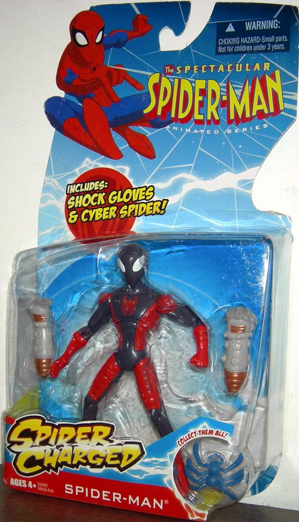 Spider-Man with shock gloves & cyber spider (Spider Charged)