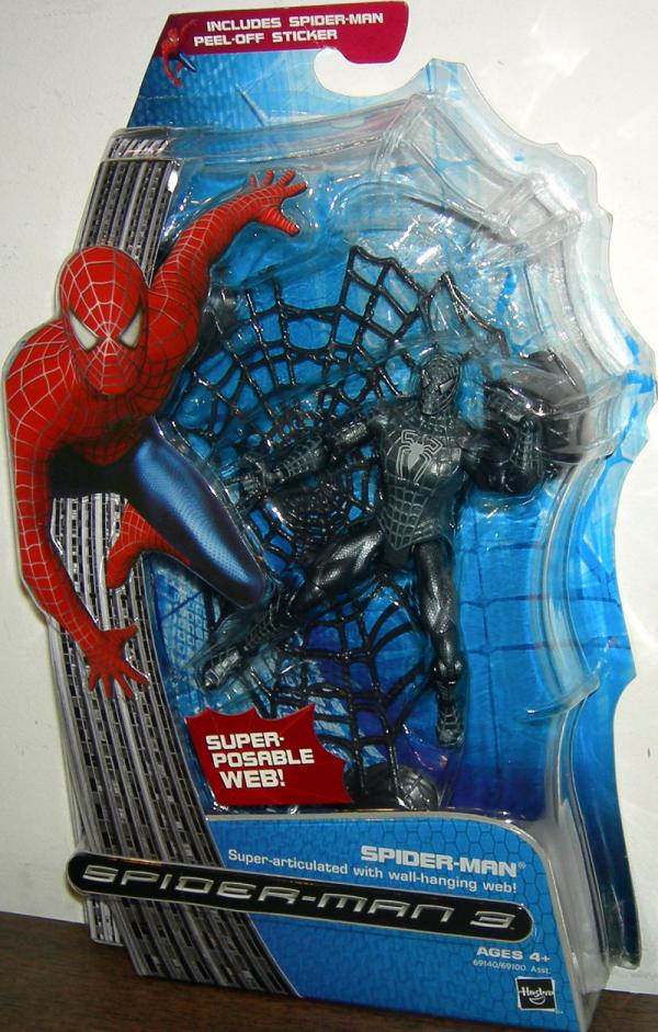 Black-Suited Spider-Man 3 (super-articulated with wall-hanging web)